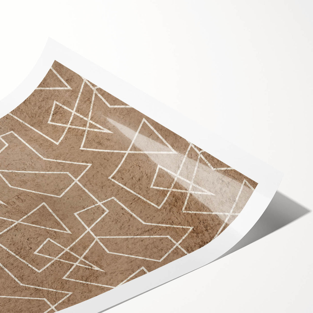 Modern Abstract Canvas Prints – Geometric Line Art on Brown Texture