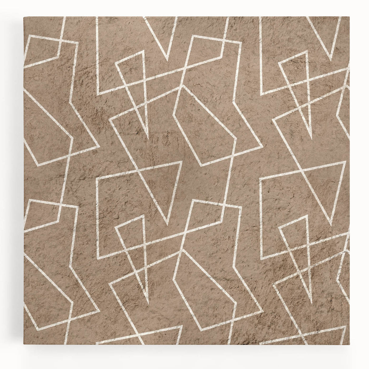 Modern Abstract Canvas Prints – Geometric Line Art on Brown Texture