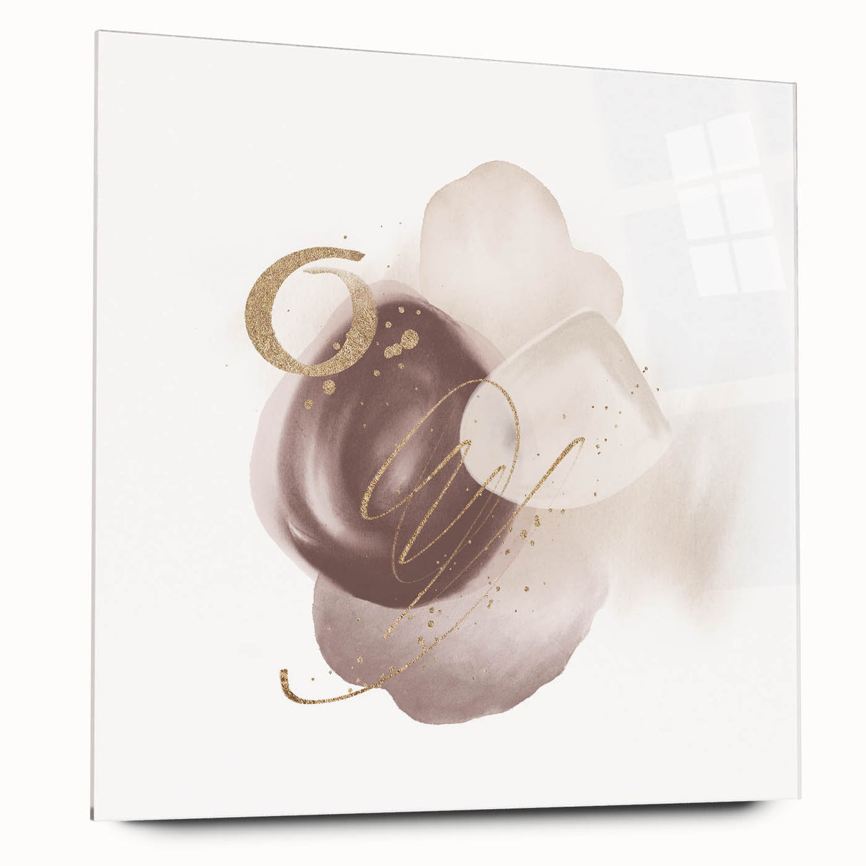 Abstract Geometric Framed Art – Minimalist Beige & Gold Wall Decor