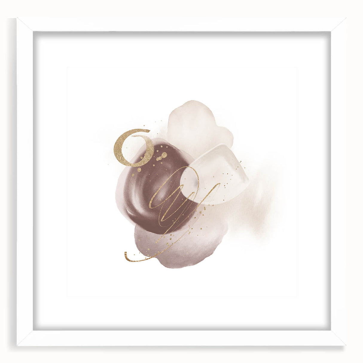 Abstract Geometric Framed Art – Minimalist Beige & Gold Wall Decor