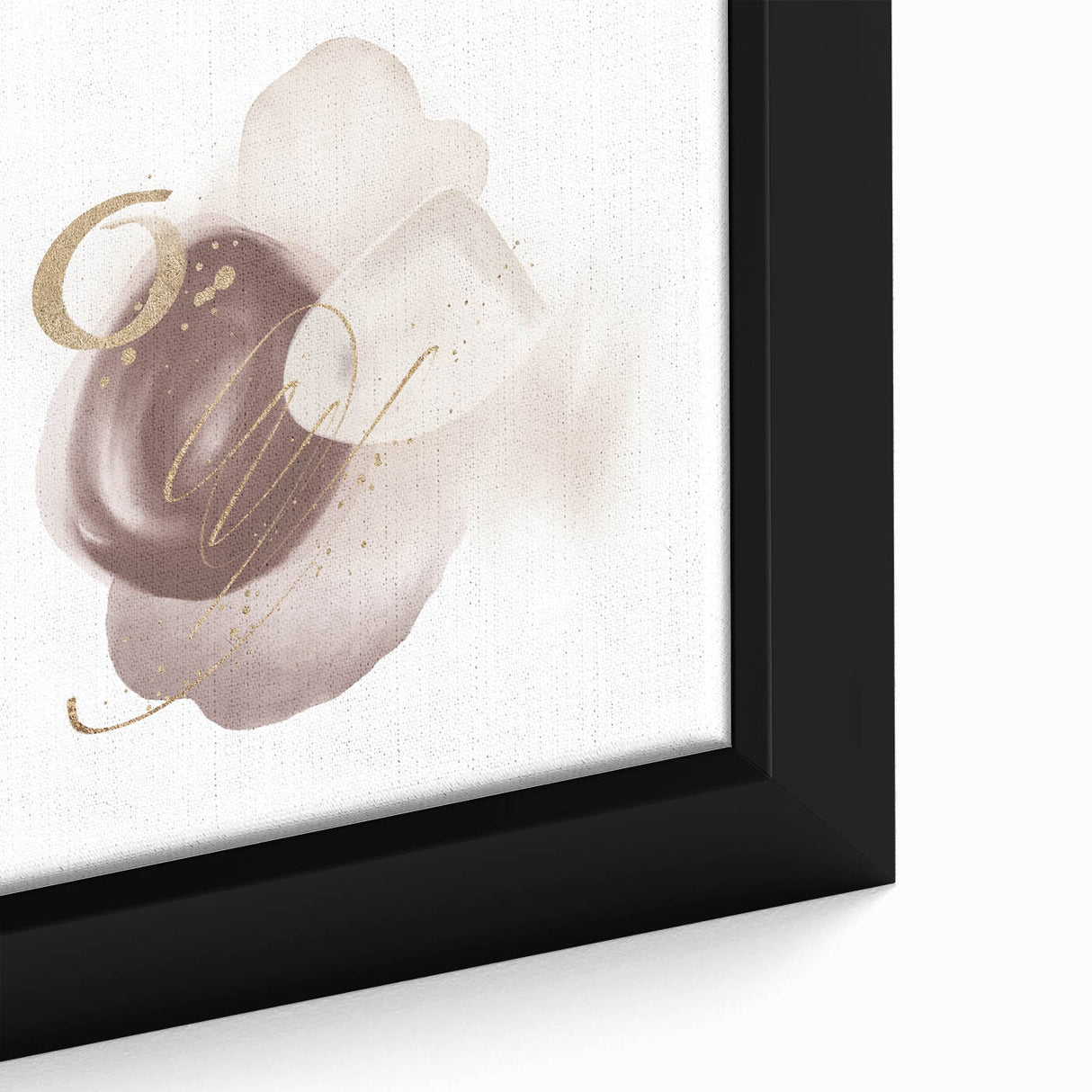 Abstract Geometric Framed Art – Minimalist Beige & Gold Wall Decor