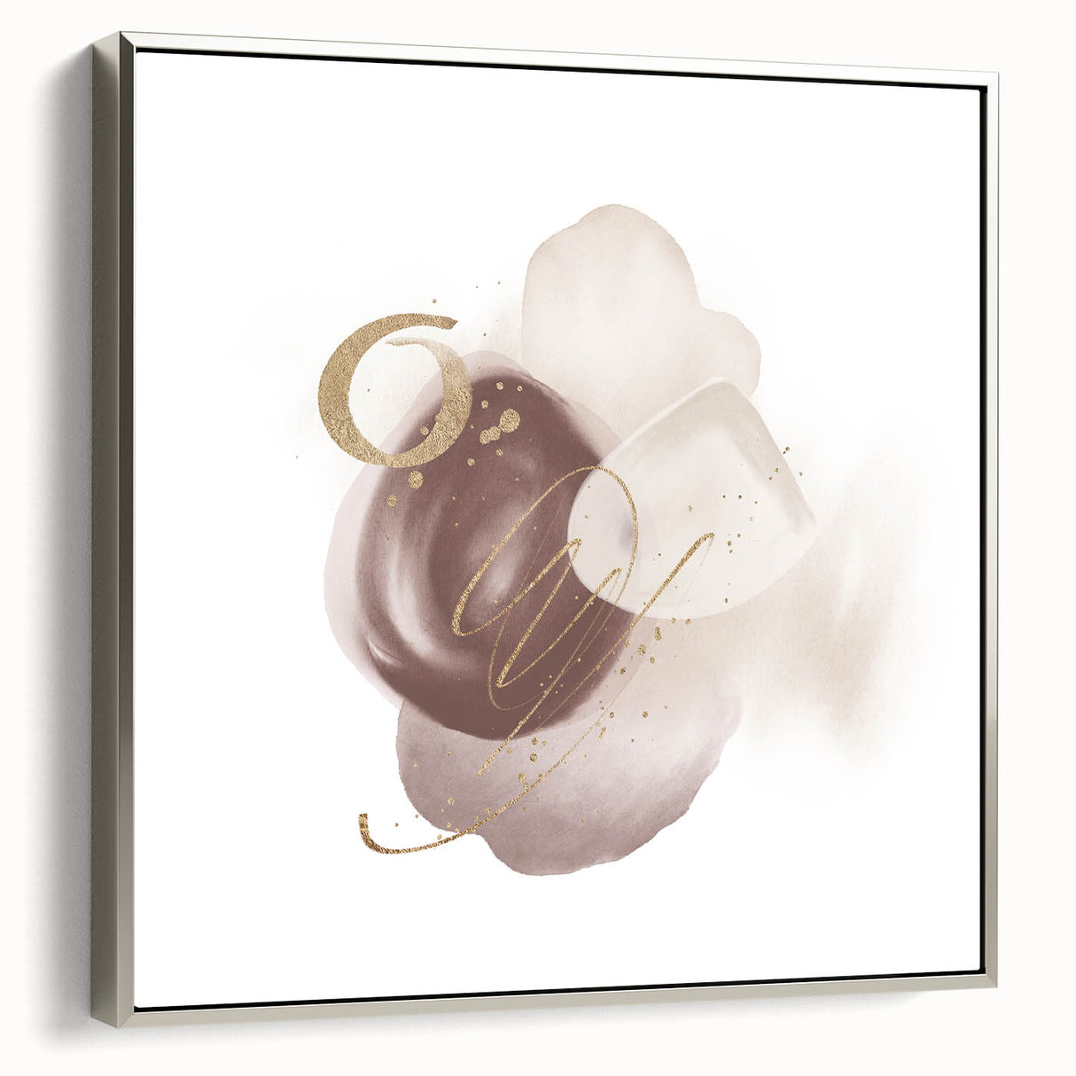 Abstract Geometric Framed Art – Minimalist Beige & Gold Wall Decor