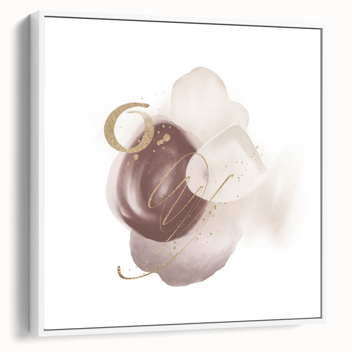Abstract Geometric Framed Art – Minimalist Beige & Gold Wall Decor