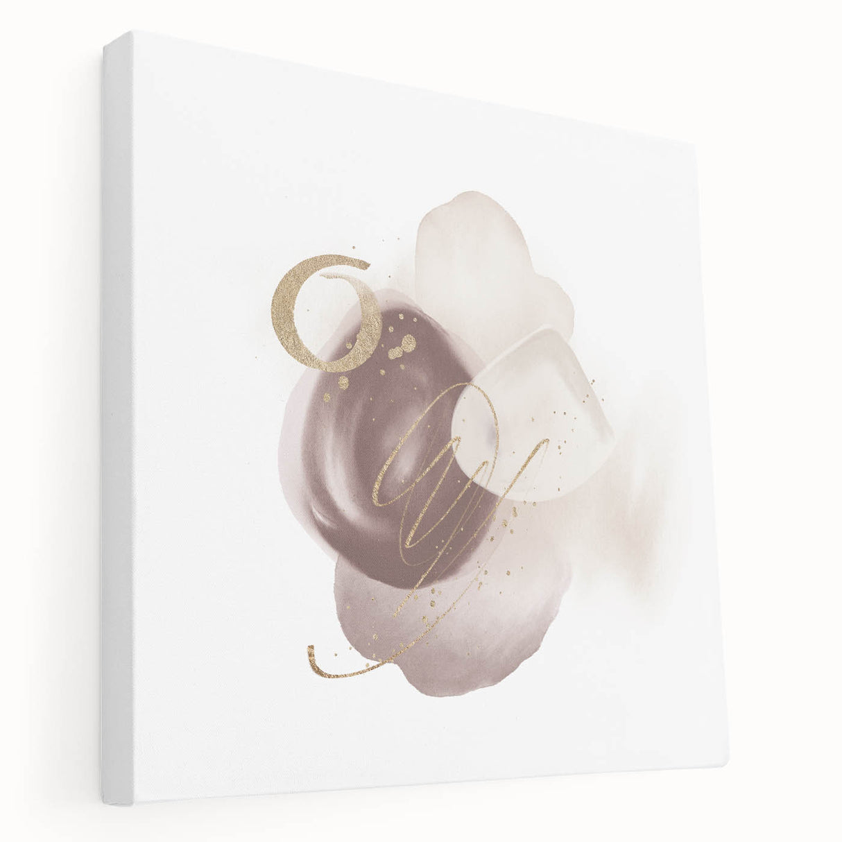 Abstract Geometric Framed Art – Minimalist Beige & Gold Wall Decor