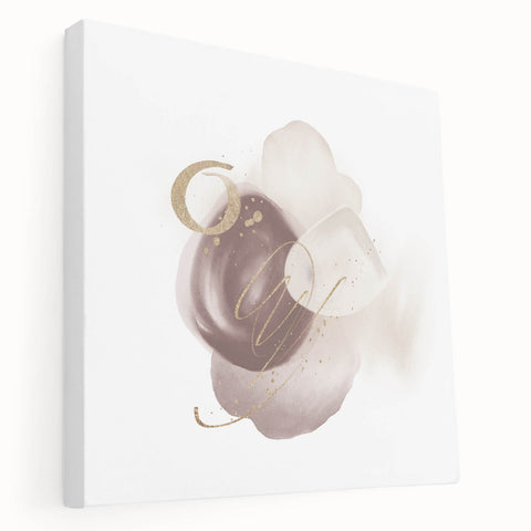 Abstract Geometric Framed Art – Minimalist Beige & Gold Wall Decor
