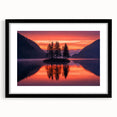 Minimalist Scenic Art Prints – Island Trees & Sunset Reflection