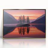 Minimalist Scenic Art Prints – Island Trees & Sunset Reflection