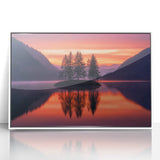 Minimalist Scenic Art Prints – Island Trees & Sunset Reflection