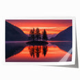 Minimalist Scenic Art Prints – Island Trees & Sunset Reflection