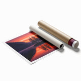 Minimalist Scenic Art Prints – Island Trees & Sunset Reflection