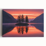 Minimalist Scenic Art Prints – Island Trees & Sunset Reflection
