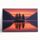 Minimalist Scenic Art Prints – Island Trees & Sunset Reflection