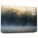 Calming Landscape Acrylic Prints – Misty Forest & Lake View