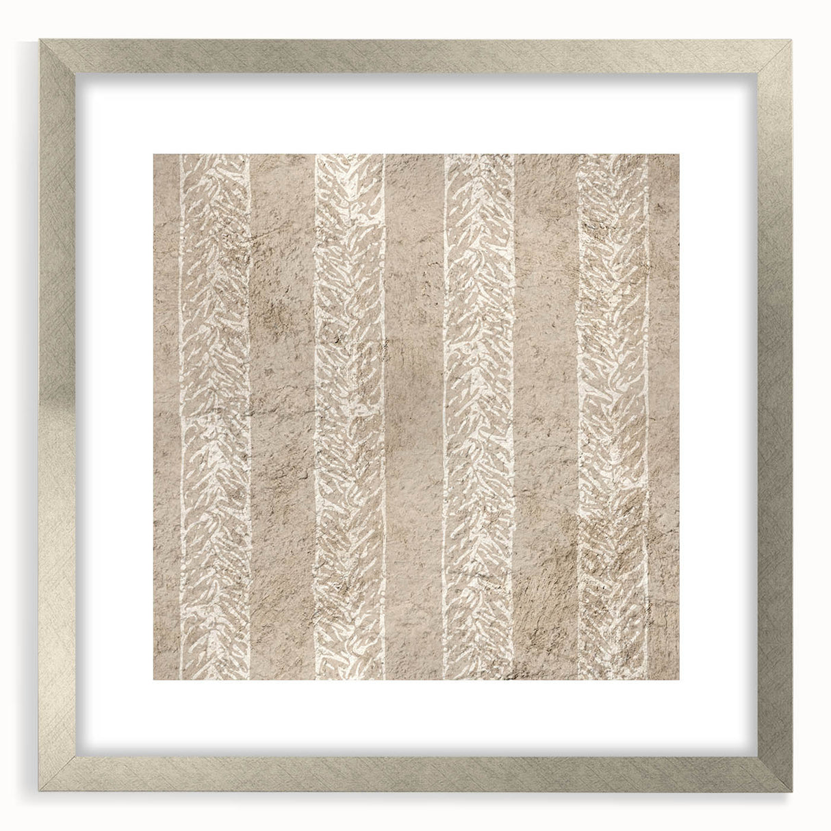 Contemporary Framed Abstract Art – Olive Green Minimalist Pattern