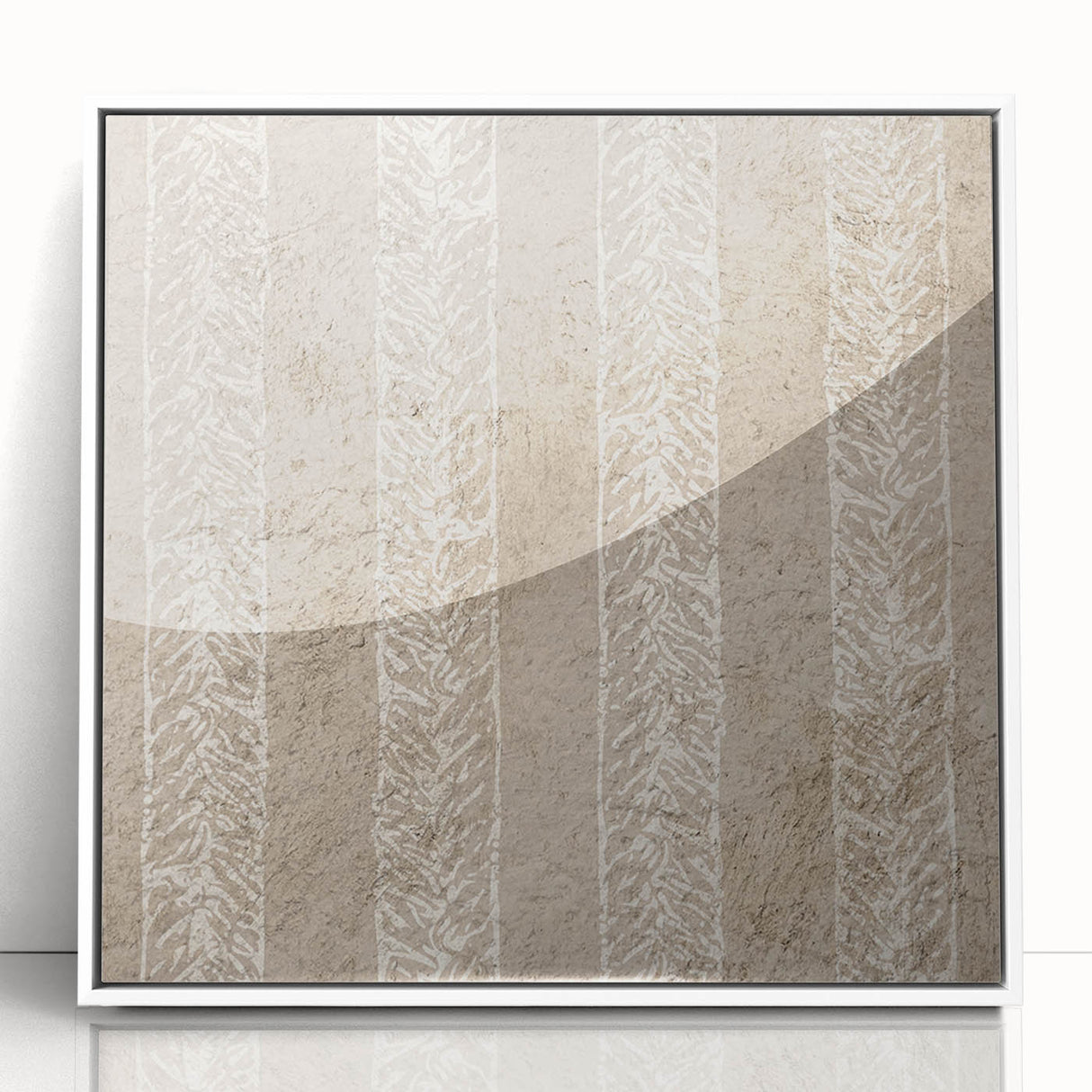 Contemporary Framed Abstract Art – Olive Green Minimalist Pattern
