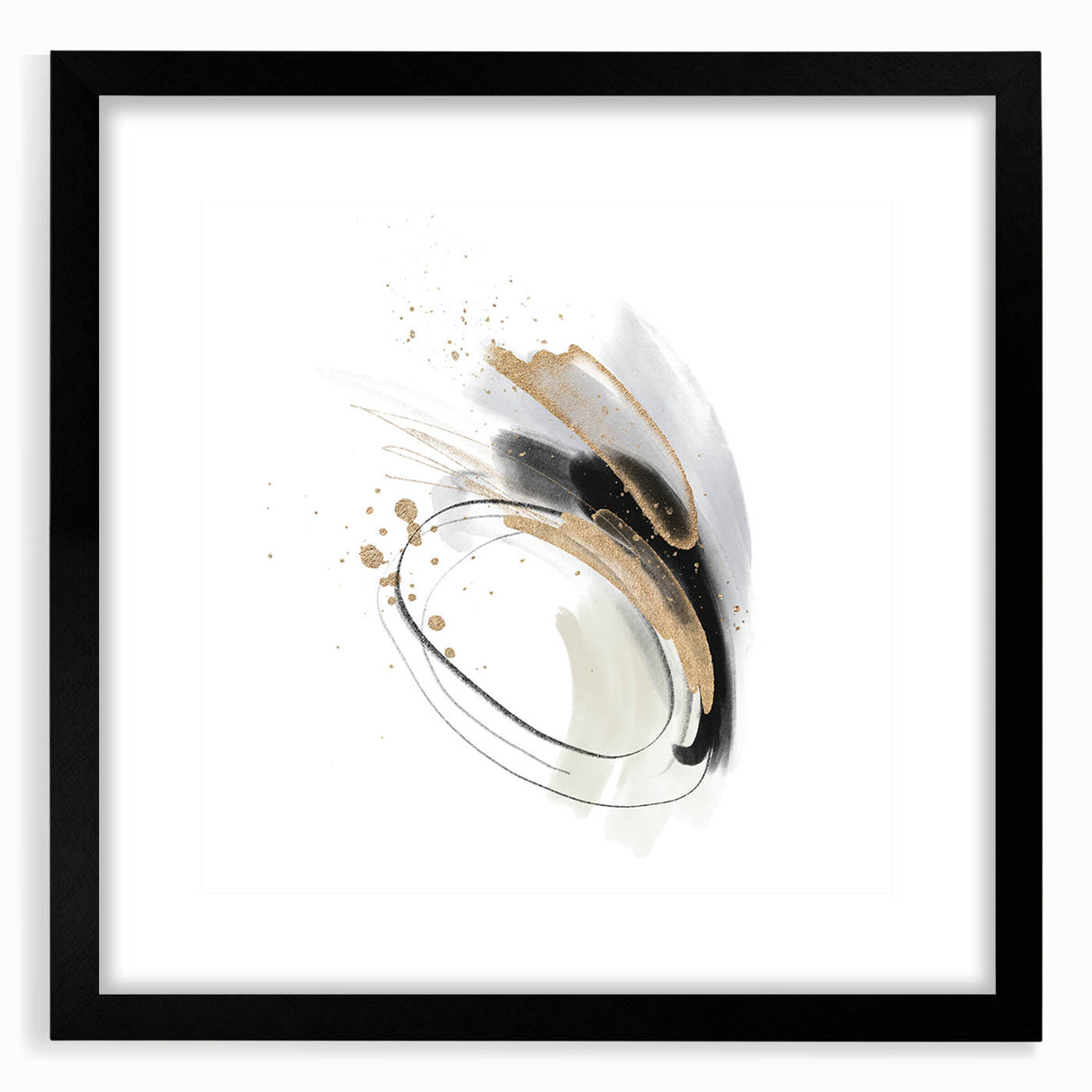 Minimalist Wall Art for Modern Interiors – Abstract Gold & Black Print
