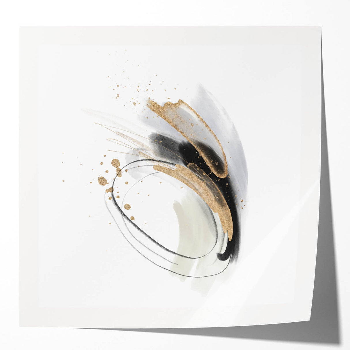 Minimalist Wall Art for Modern Interiors – Abstract Gold & Black Print