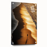 Minimalist Coastal Landscape Art – Golden Sunset Beach Print