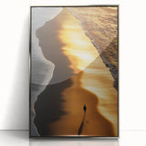 Minimalist Coastal Landscape Art – Golden Sunset Beach Print