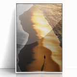 Minimalist Coastal Landscape Art – Golden Sunset Beach Print