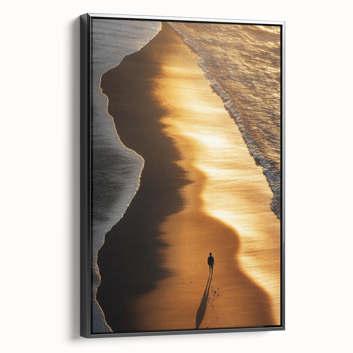 Minimalist Coastal Landscape Art – Golden Sunset Beach Print
