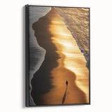 Minimalist Coastal Landscape Art – Golden Sunset Beach Print
