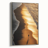 Minimalist Coastal Landscape Art – Golden Sunset Beach Print