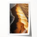 Minimalist Coastal Landscape Art – Golden Sunset Beach Print