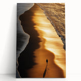 Minimalist Coastal Landscape Art – Golden Sunset Beach Print