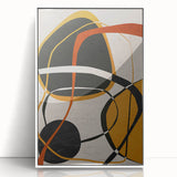 Modern Abstract Wall Art - Mustard, Black, and Orange Geometric Print