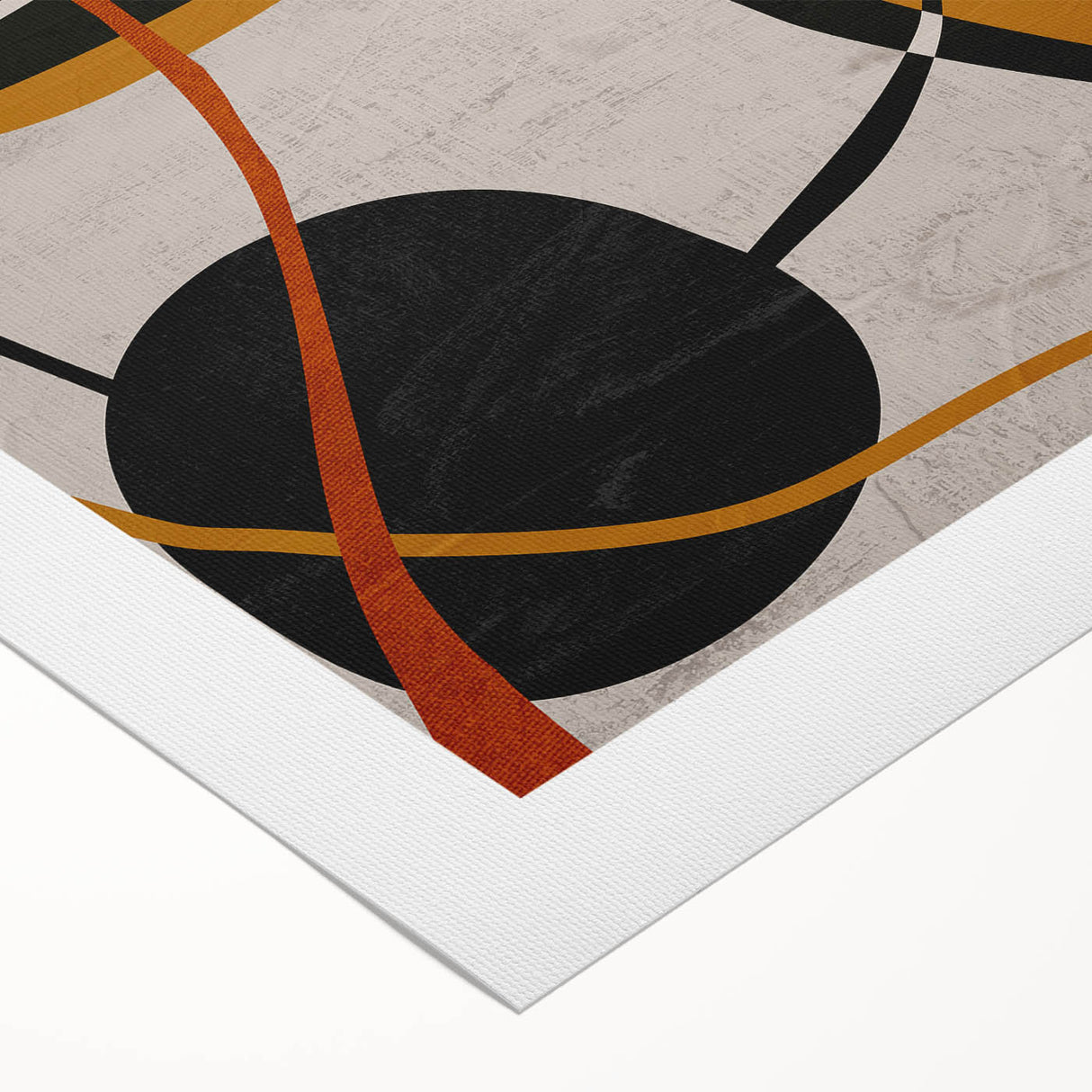 Modern Abstract Wall Art - Mustard, Black, and Orange Geometric Print