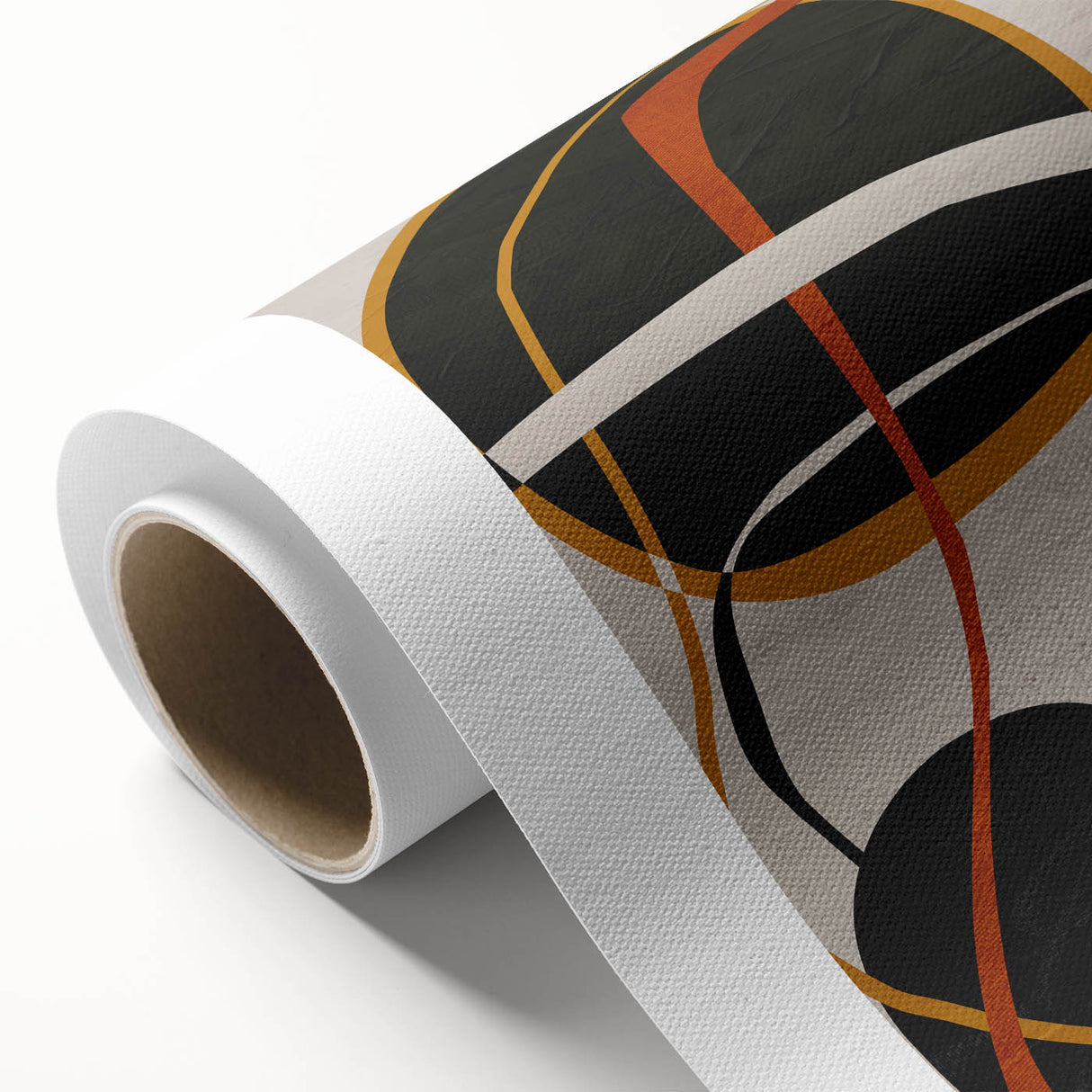 Modern Abstract Wall Art - Mustard, Black, and Orange Geometric Print