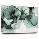 Exclusive Abstract Wall Decor – Green & Gold Floral Art Print