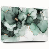 Exclusive Abstract Wall Decor – Green & Gold Floral Art Print