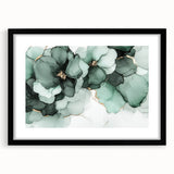 Exclusive Abstract Wall Decor – Green & Gold Floral Art Print