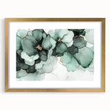 Exclusive Abstract Wall Decor – Green & Gold Floral Art Print