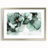 Exclusive Abstract Wall Decor – Green & Gold Floral Art Print