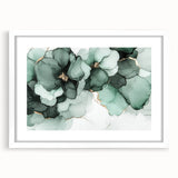 Exclusive Abstract Wall Decor – Green & Gold Floral Art Print