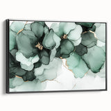 Exclusive Abstract Wall Decor – Green & Gold Floral Art Print
