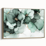 Exclusive Abstract Wall Decor – Green & Gold Floral Art Print