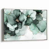Exclusive Abstract Wall Decor – Green & Gold Floral Art Print