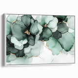 Exclusive Abstract Wall Decor – Green & Gold Floral Art Print