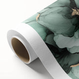 Exclusive Abstract Wall Decor – Green & Gold Floral Art Print