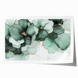 Exclusive Abstract Wall Decor – Green & Gold Floral Art Print