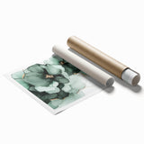 Exclusive Abstract Wall Decor – Green & Gold Floral Art Print