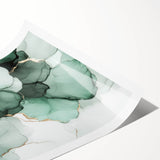 Exclusive Abstract Wall Decor – Green & Gold Floral Art Print