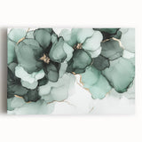 Exclusive Abstract Wall Decor – Green & Gold Floral Art Print
