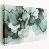 Exclusive Abstract Wall Decor – Green & Gold Floral Art Print