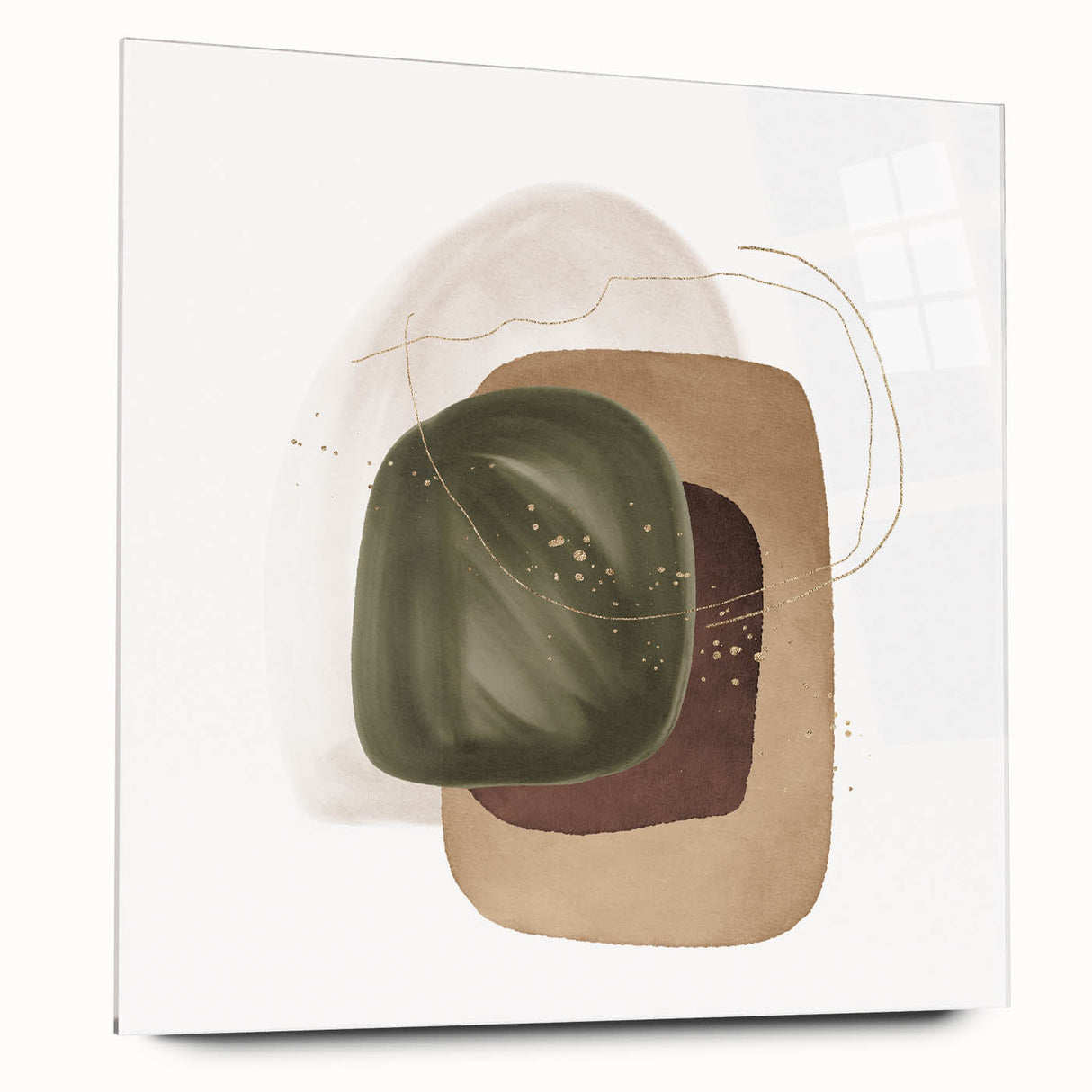 Contemporary Minimalist Wall Art – Forest Green Geometric Print