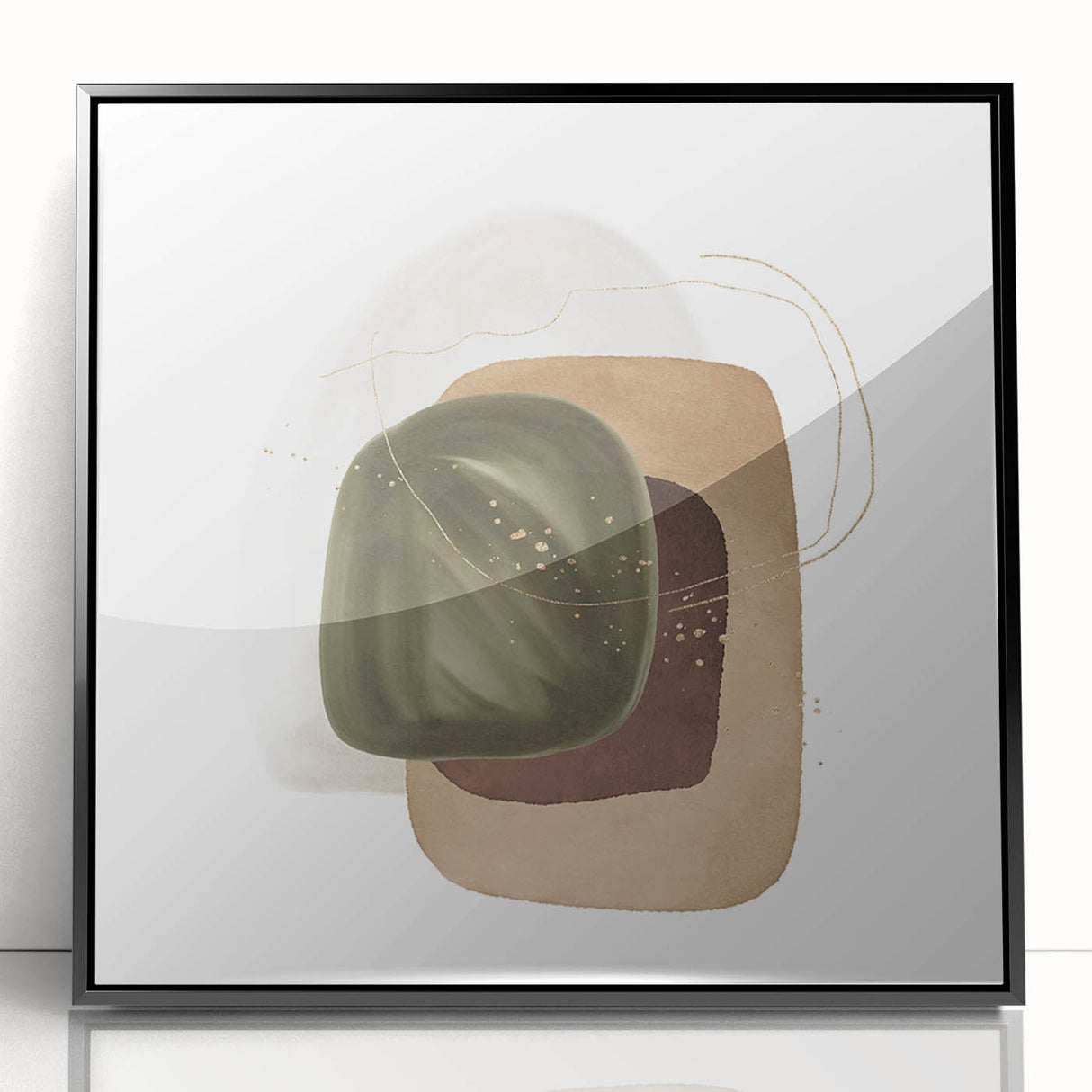 Contemporary Minimalist Wall Art – Forest Green Geometric Print